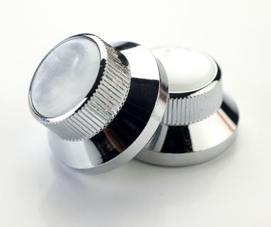 Skirted Solid Brass Chromed Knobs with Mother of Pearl Tops A05BB