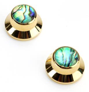 Gold Bell Knobs Real Abalone Tops A33BB