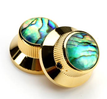 Gold Bell Knobs Real Abalone Tops A33BB