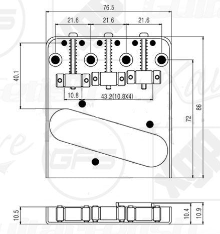 Vintage Style 3 Brass Saddle GOLD Bridge, Fits Tele® C10BB