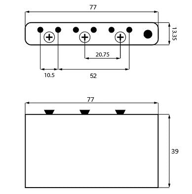 Import 10.5mm Spaced Brass Tremolo Block D73BB