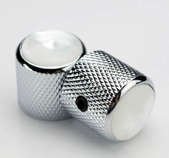 Chrome Knobs with Real Pearl Shell Tops, Fits Tele® A43